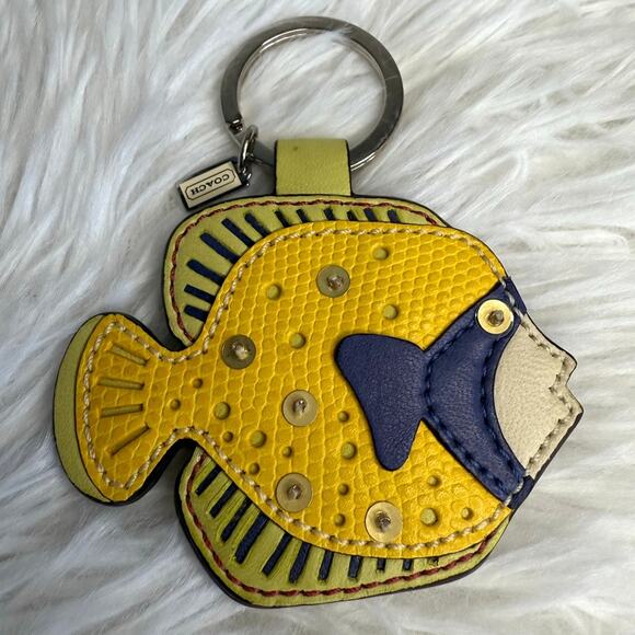 Vintage COACH y2k Fish Key Fob 1674 Bag Charm - Picture 1 of 2
